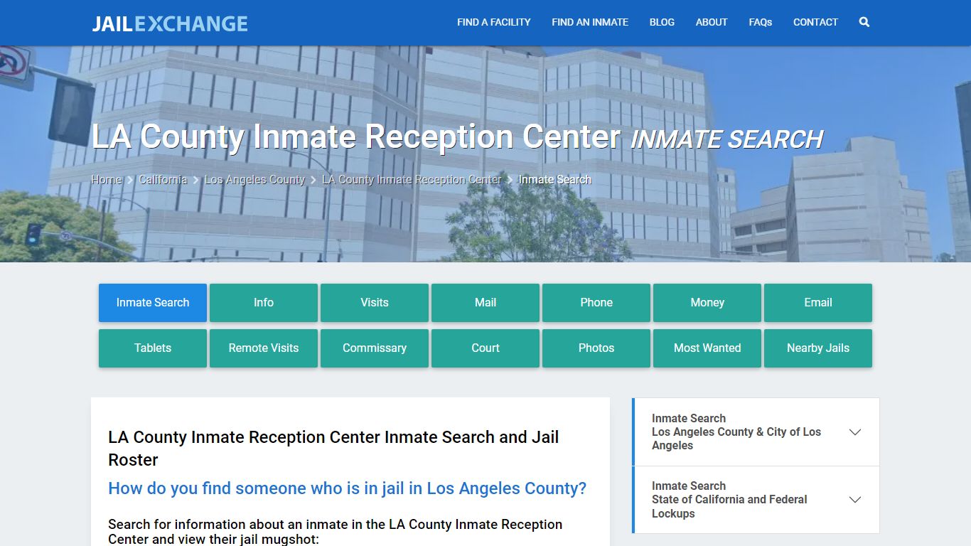 LA County Inmate Reception Center Inmate Search - Jail Exchange